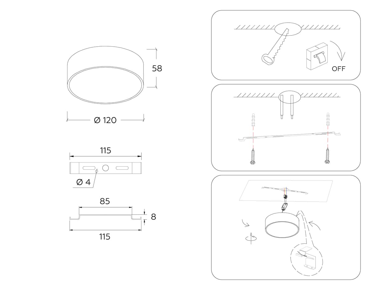 FV5512 WH белый LED 15W 4200K D120*58 (Без ПДУ)
