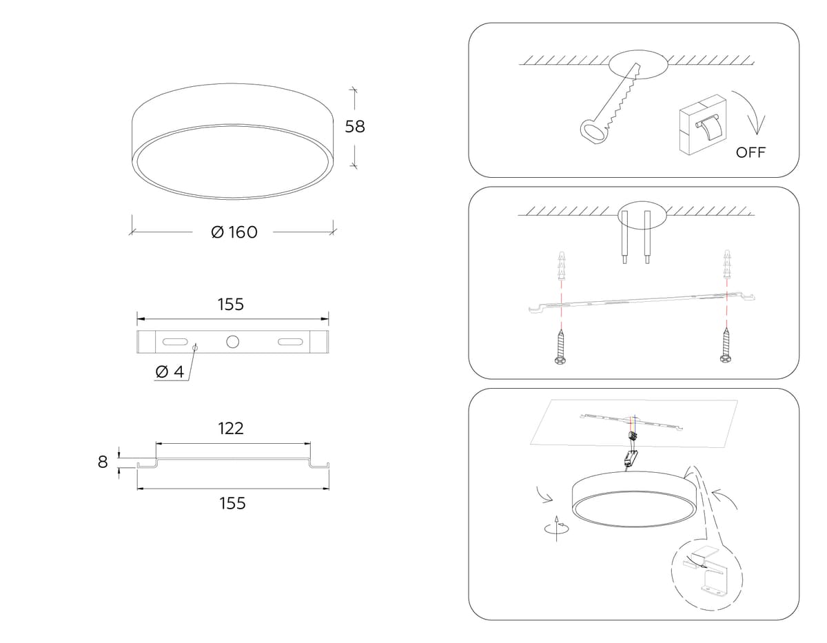 FV5516 WH белый LED 18W 4200K D160*58 (Без ПДУ)