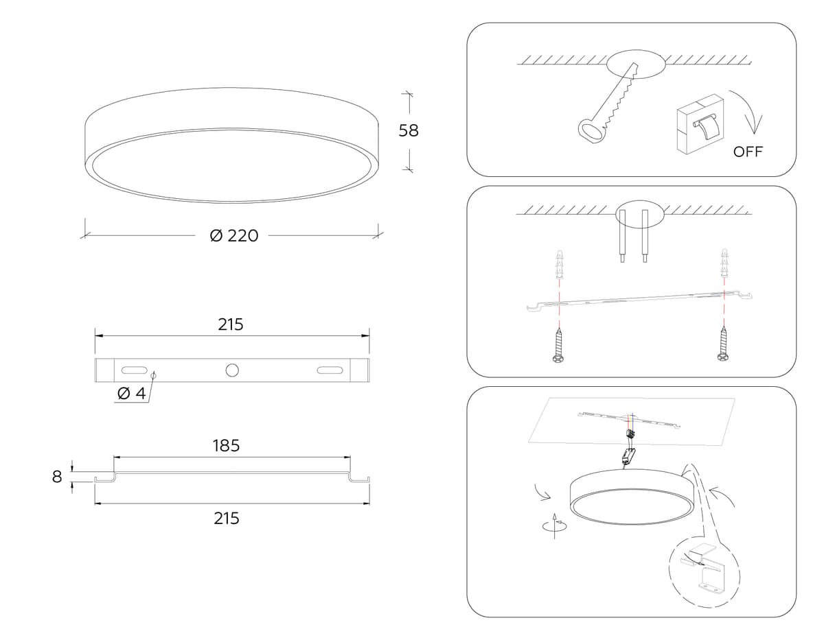 FV5519 WH белый LED 26W 3000K D220*58 (Без ПДУ)
