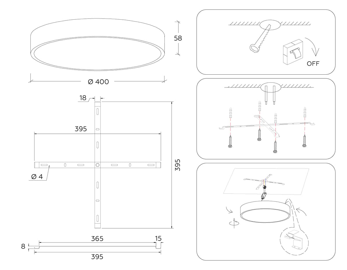 FV5528 WH белый LED 45W 4200K D400*58 (Без ПДУ)