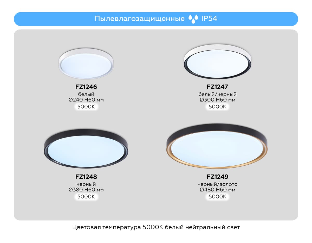 FZ1248 BK черный IP54 30W 5000K D380*60 (Без ПДУ)