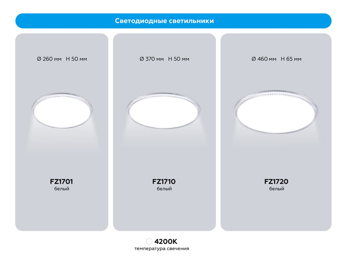 FZ1701 WH белый IP20 20W 4200K 260*50 (Без ПДУ)
