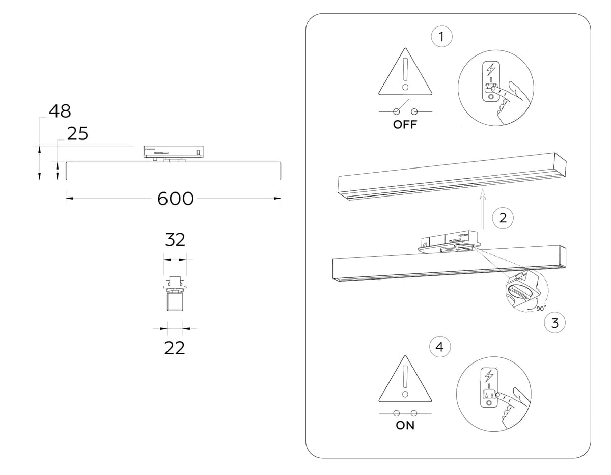 GL6769 WH белый LED 24W 3000K 600*22*48