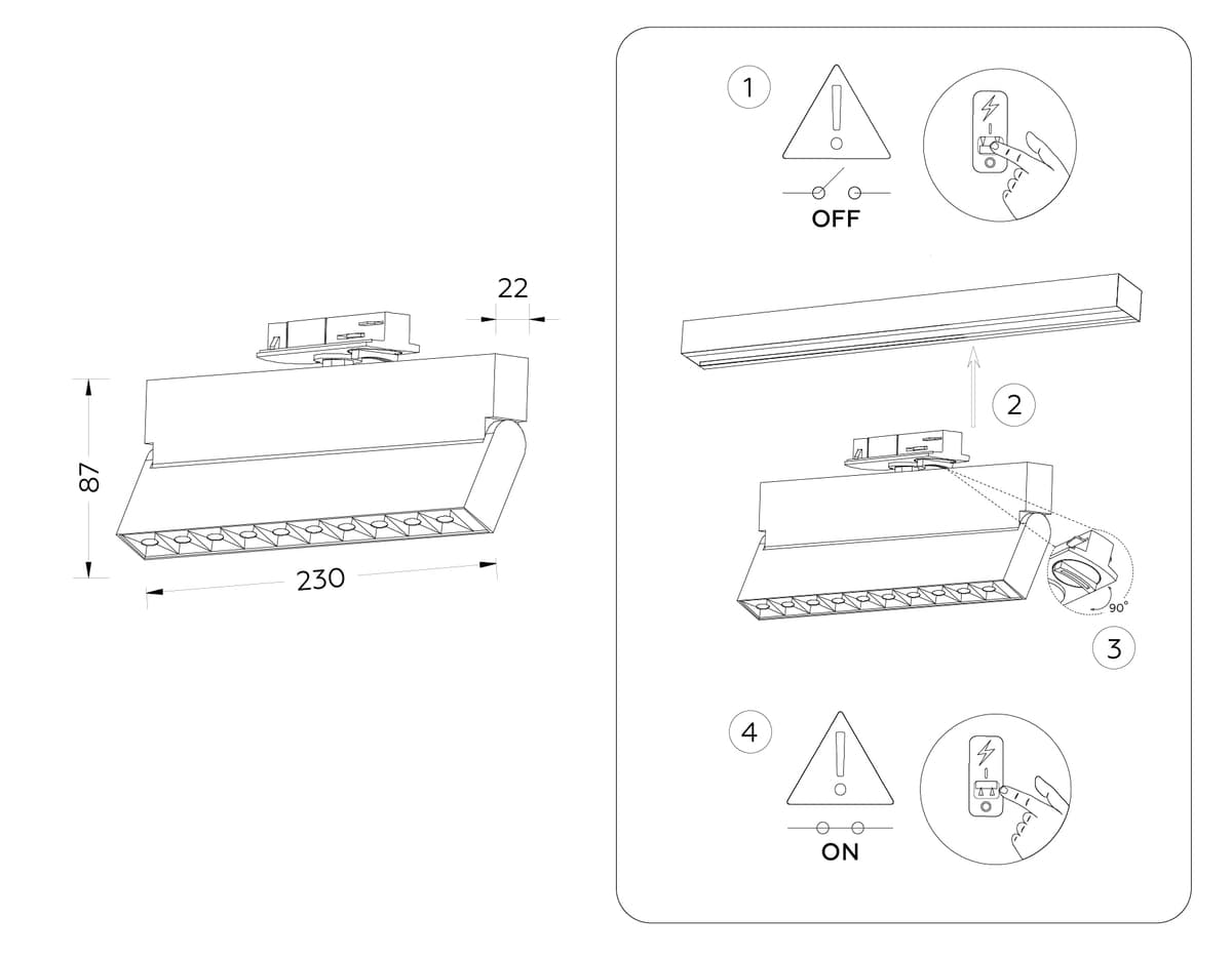 GL6816 WH белый LED 12W 4200K 24° 230*22*87
