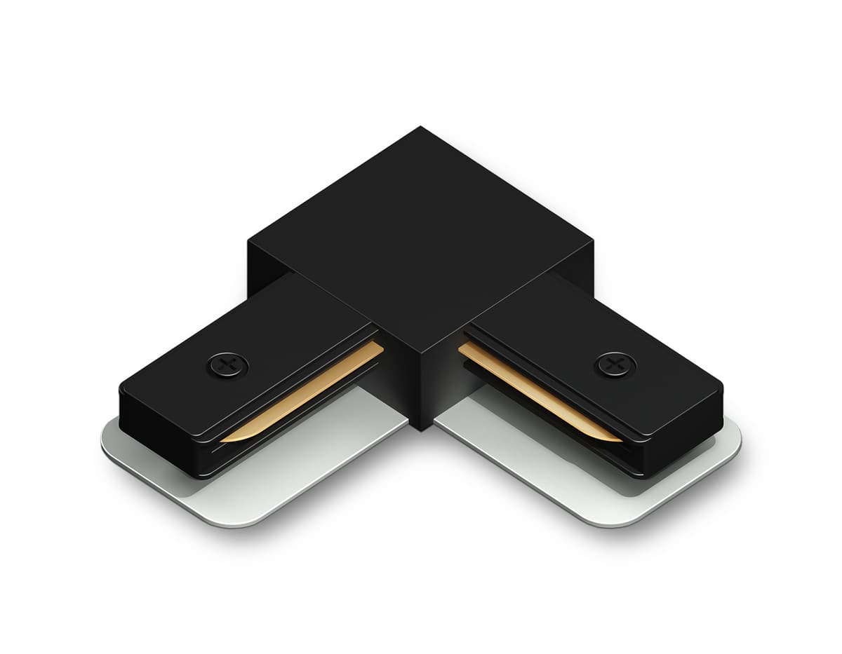 GL7164 BK черный матовый коннектор угловой для однофазного шинопровода Standard 220V NEW 70*70*20