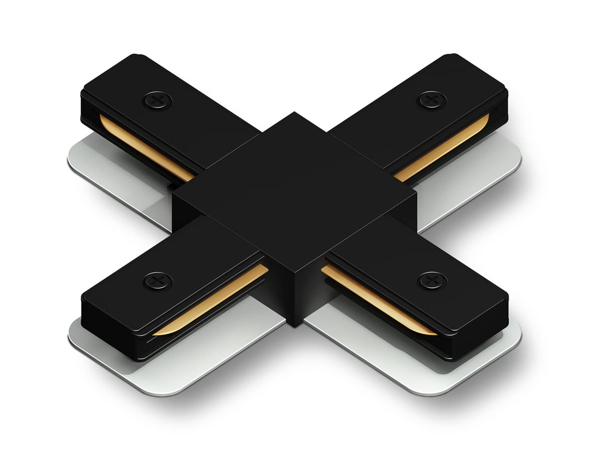 GL7172 BK черный матовый коннектор Х-образный для однофазного шинопровода Standard 220V NEW 105*105*20