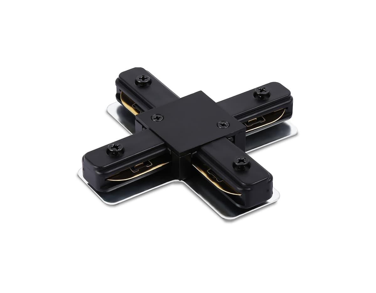 GL7172 BK черный матовый коннектор Х-образный для однофазного шинопровода Standard 220V NEW 105*105*20