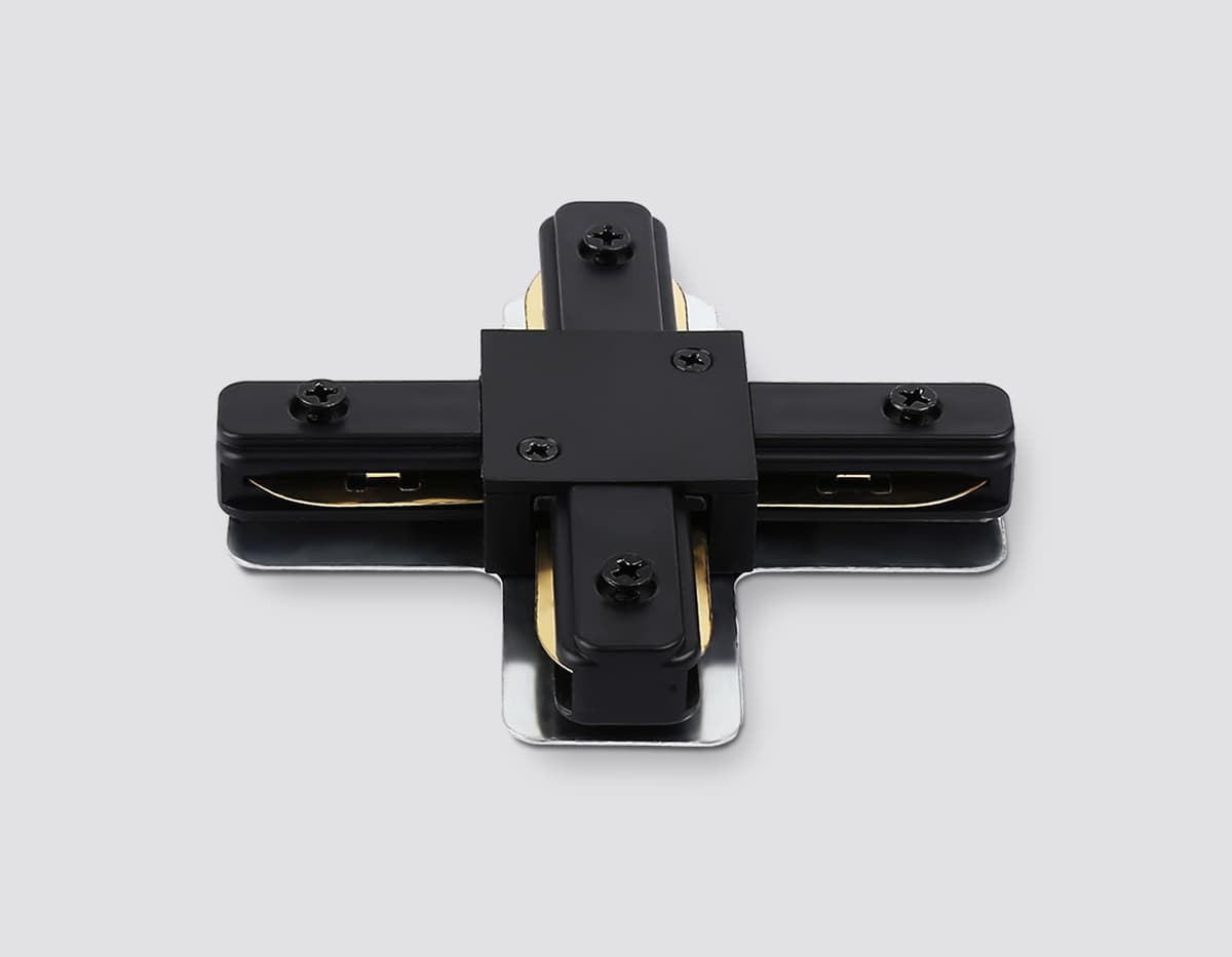 GL7172 BK черный матовый коннектор Х-образный для однофазного шинопровода Standard 220V NEW 105*105*20