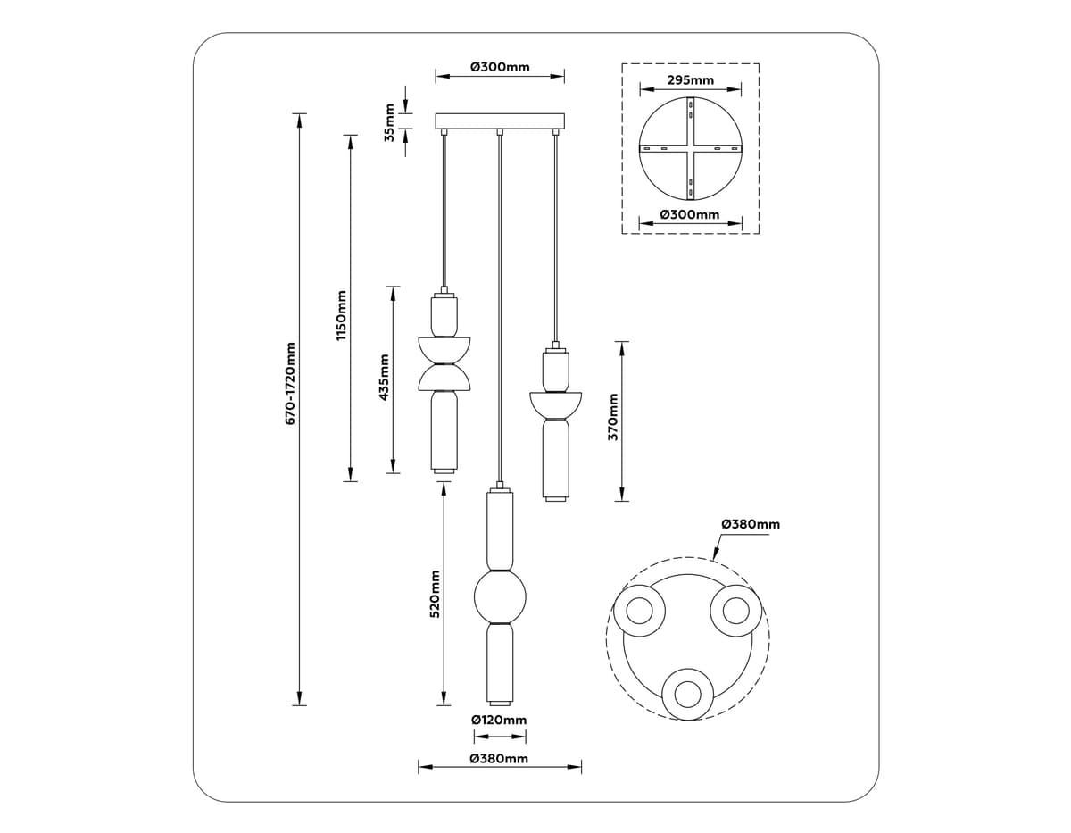 LH11026/3 BK/SM черный/дымчатый 40W 3000K D380*1720