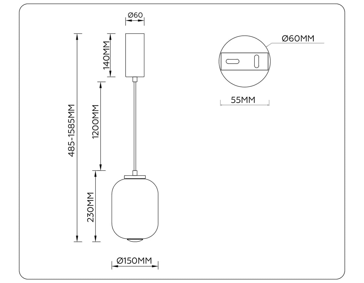 LH11031 BK/MG черный/мраморно-серый 8W 3000K D150*1585