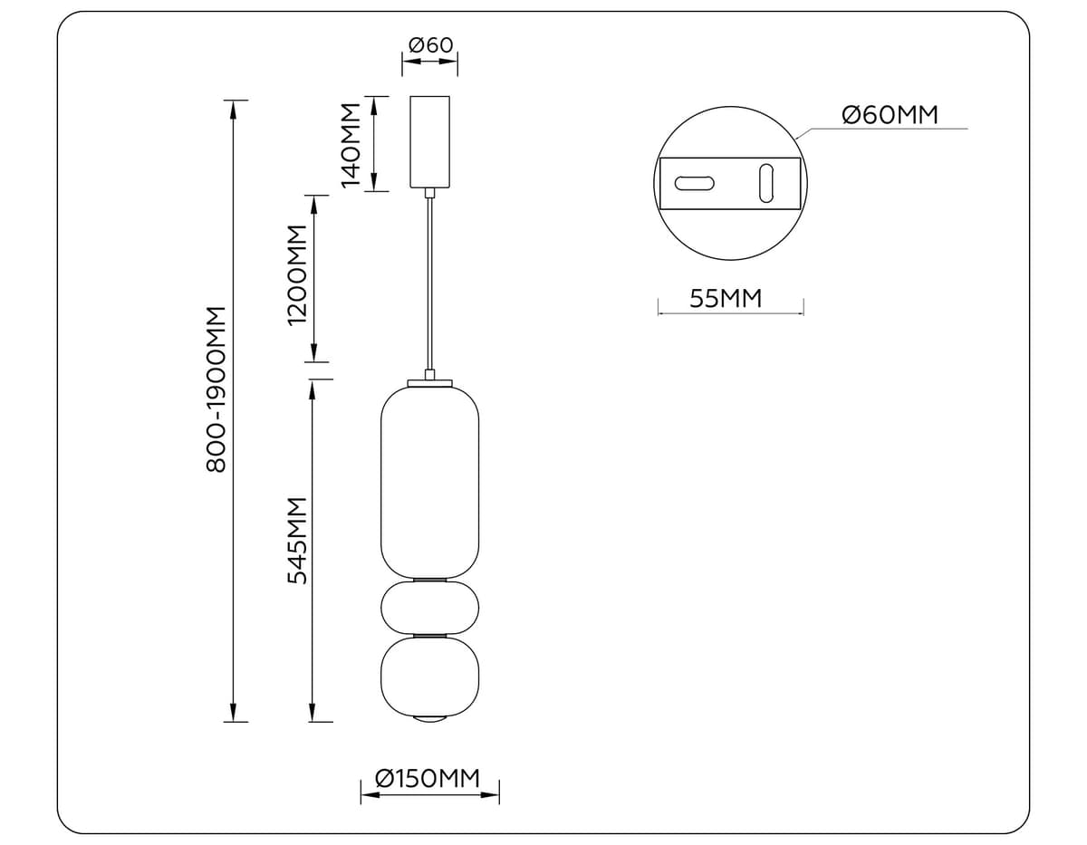 LH11033 BK/MG/SM черный/мраморно-серый/дымчатый 18W 3000K D150*1900