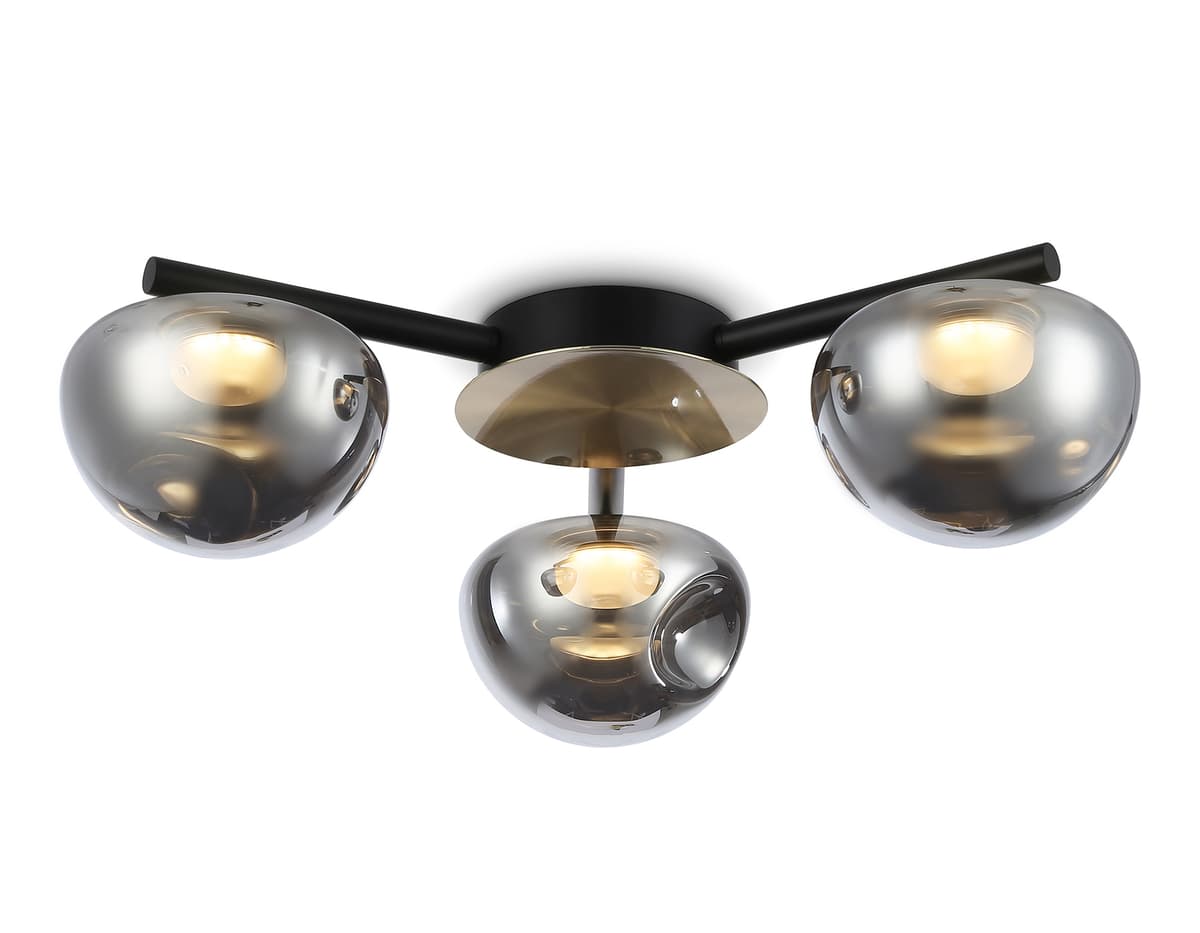 LH12006/3 BK/GD/SM черный/золото/дымчатый 18W 3000K D640*170