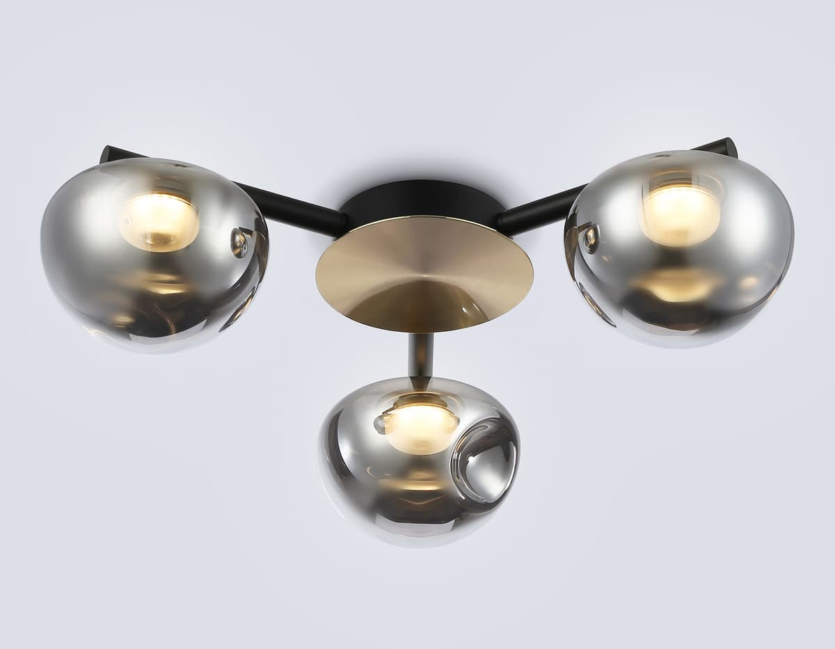 LH12006/3 BK/GD/SM черный/золото/дымчатый 18W 3000K D640*170