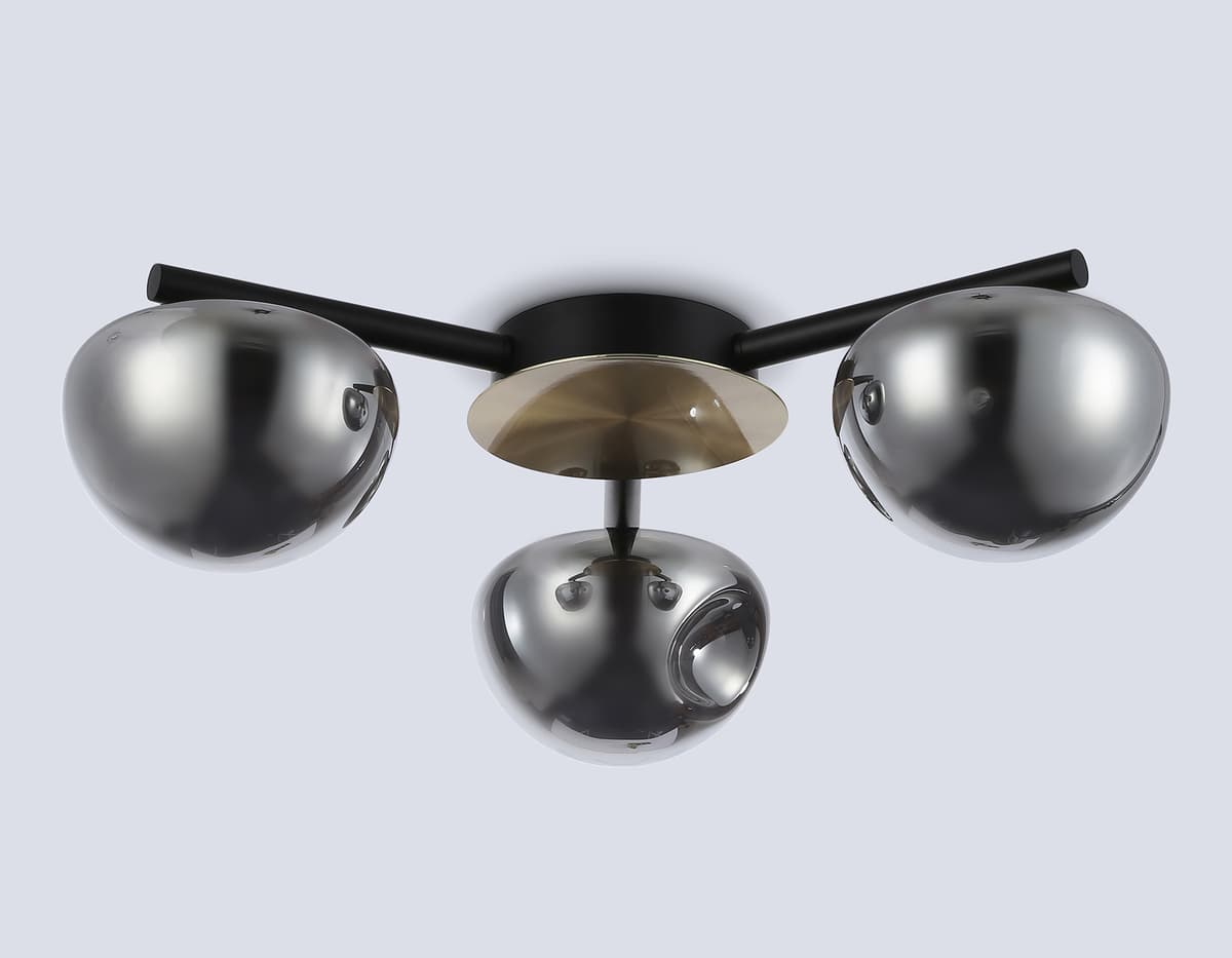 LH12006/3 BK/GD/SM черный/золото/дымчатый 18W 3000K D640*170