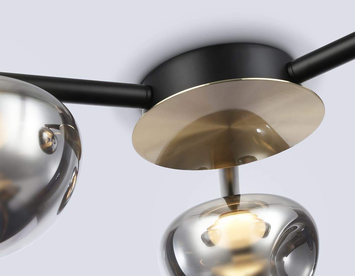 LH12006/3 BK/GD/SM черный/золото/дымчатый 18W 3000K D640*170