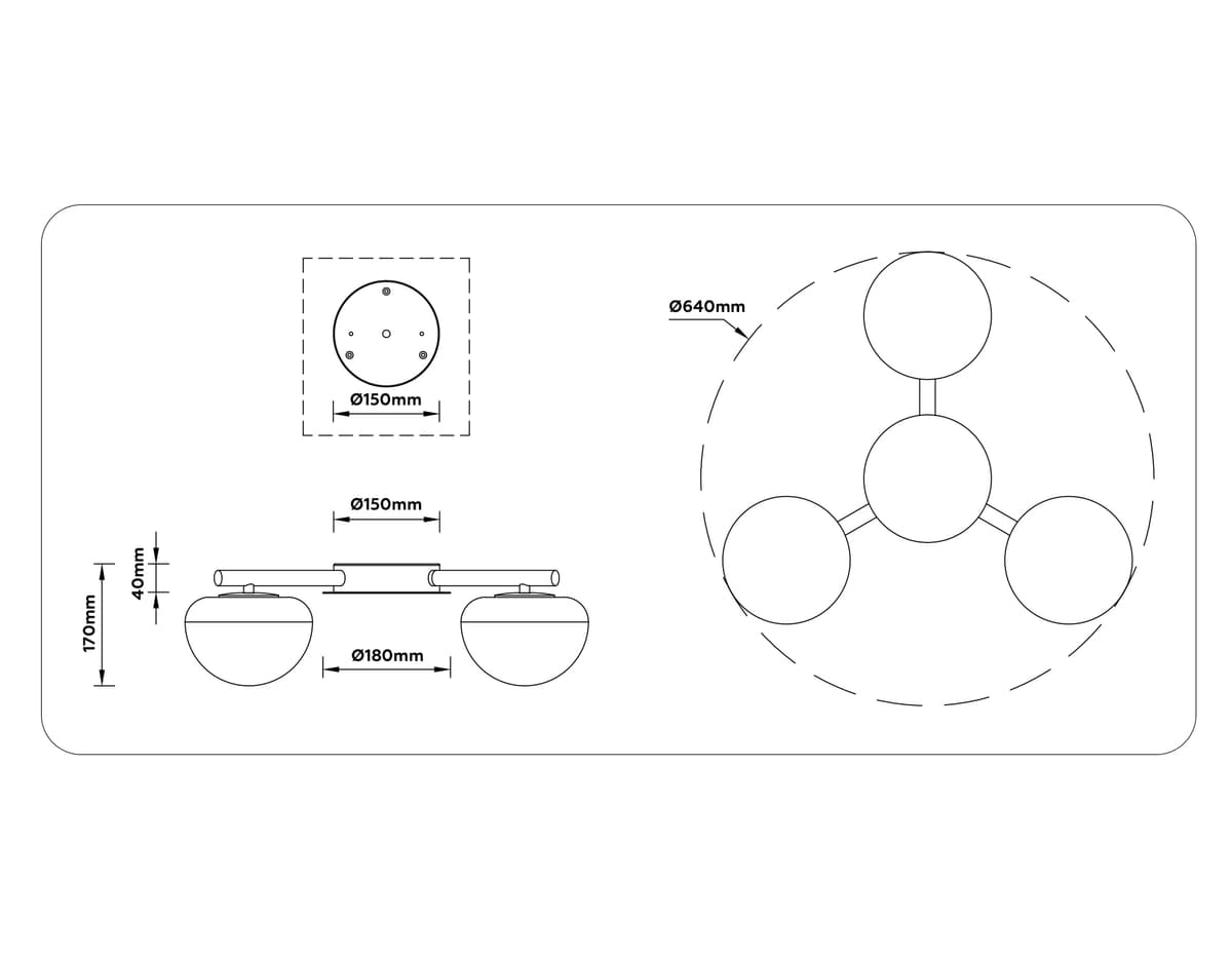 LH12006/3 BK/GD/SM черный/золото/дымчатый 18W 3000K D640*170