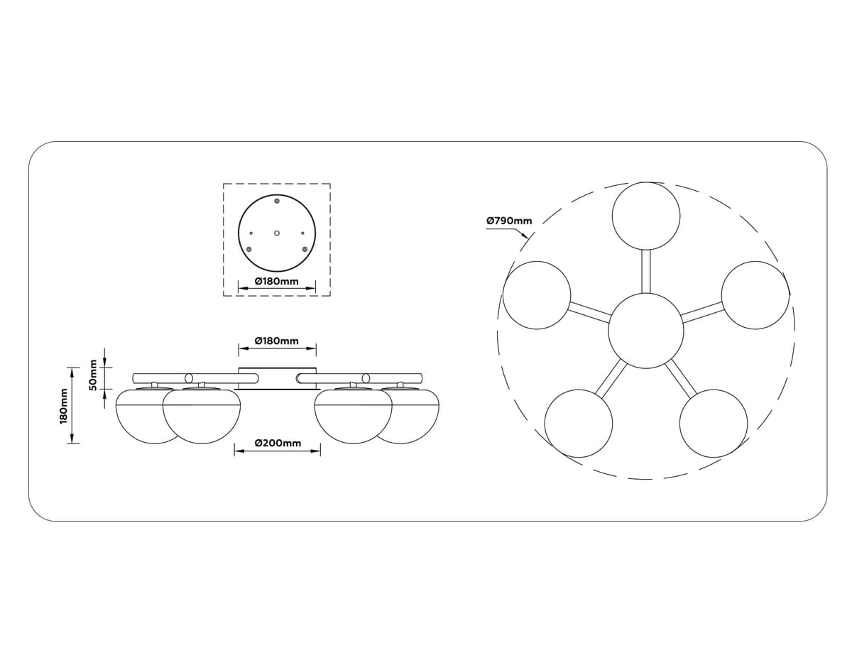 LH12009/5 BK/GD/SM черный/золото/дымчатый 30W 3000K D790*180