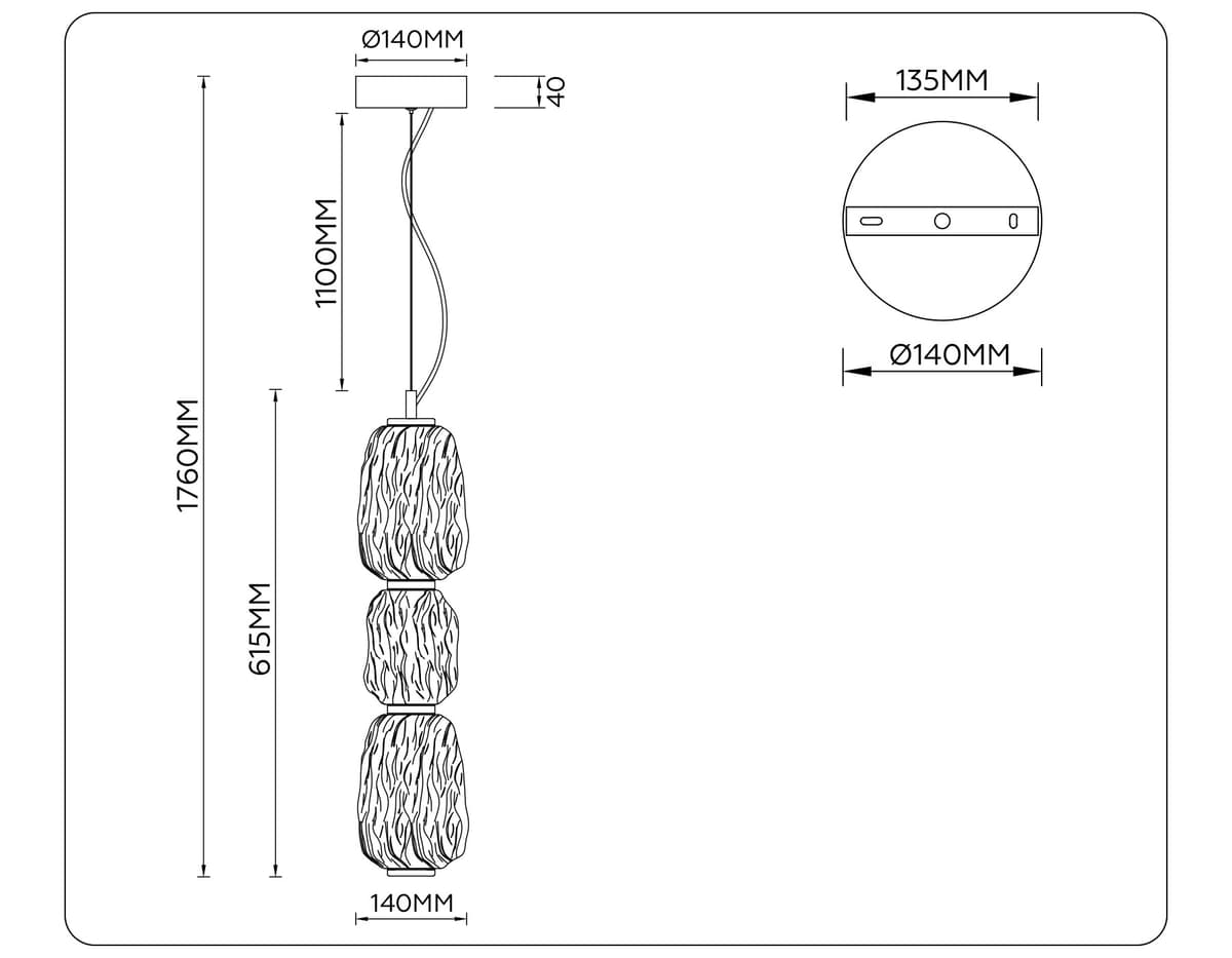 LH30102 SB/TI бронза/янтарь 23W 3000K 140*140*1760