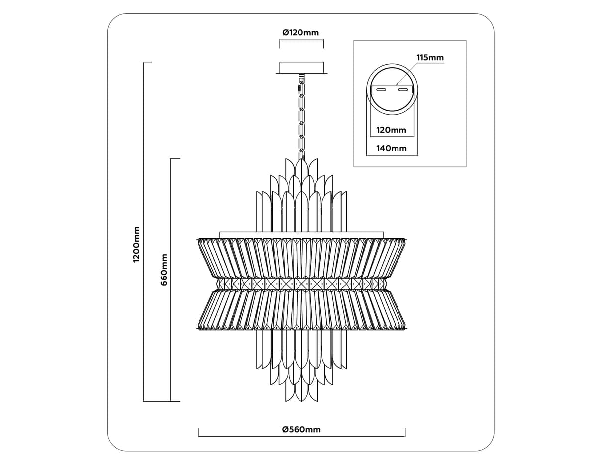 LH41017/12 BS/CL латунь/прозрачный E14*12 max 40W D560*660