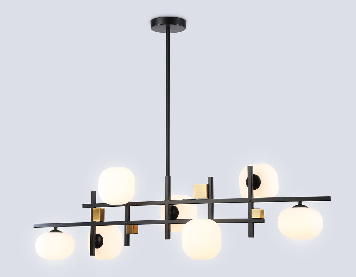 LH51017/7 BK/BS/FR черный/латунь/белый матовый G9*7 max 28W 1100*240*300