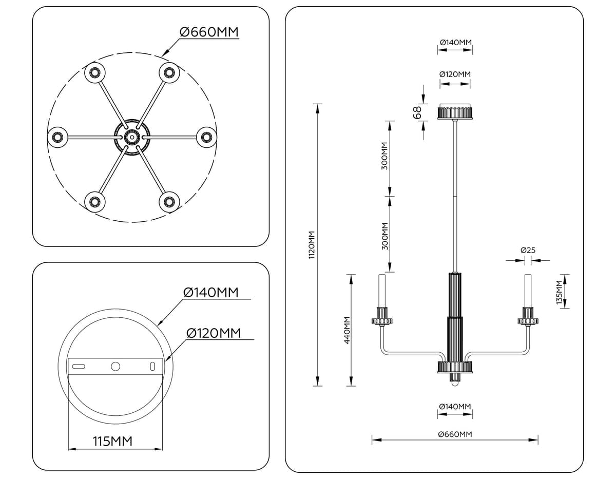 LH53124/6 GD/WH/GB золото/белый/серо-синий 10W 3000K D660*1120
