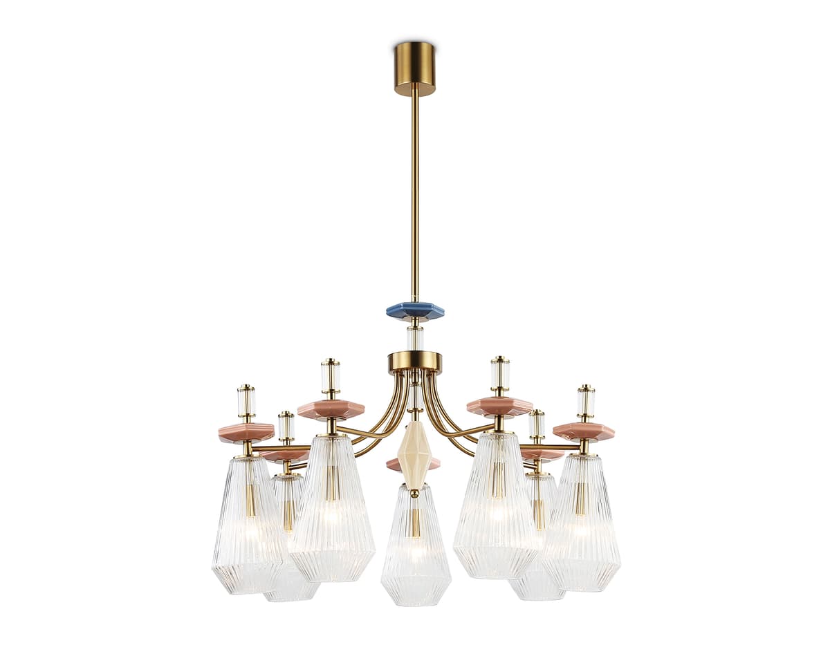 LH53184/7 BS/CL латунь/прозрачный E14*7 max 40W D750*1010