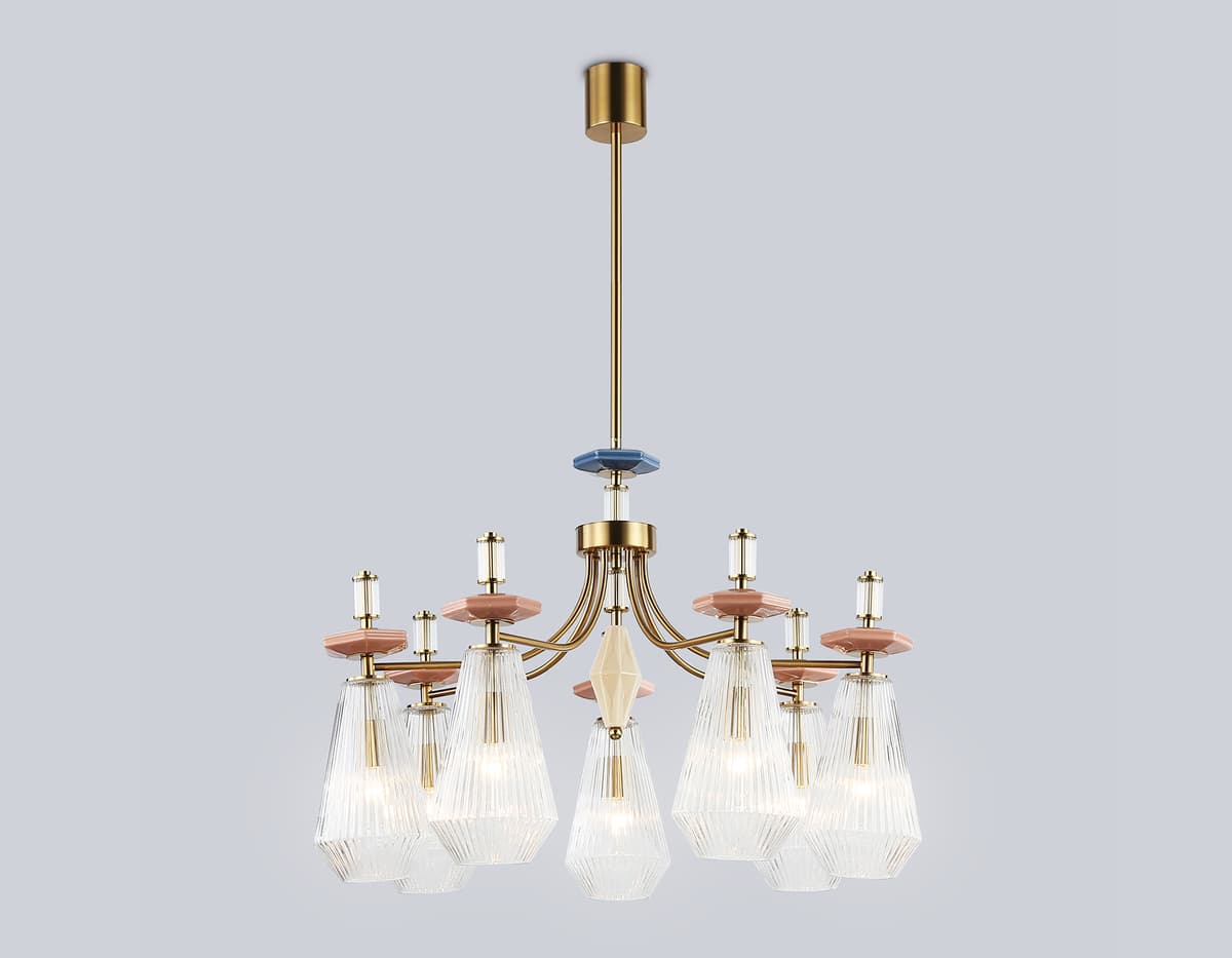 LH53184/7 BS/CL латунь/прозрачный E14*7 max 40W D750*1010