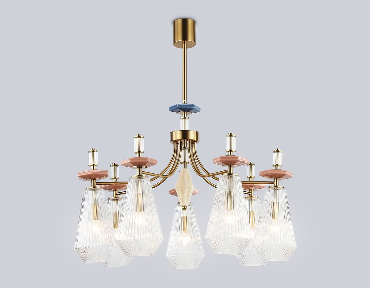 LH53184/7 BS/CL латунь/прозрачный E14*7 max 40W D750*1010