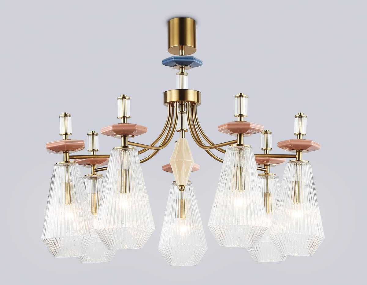 LH53184/7 BS/CL латунь/прозрачный E14*7 max 40W D750*1010