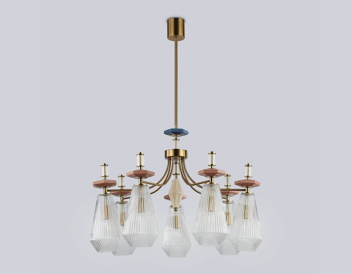 LH53184/7 BS/CL латунь/прозрачный E14*7 max 40W D750*1010