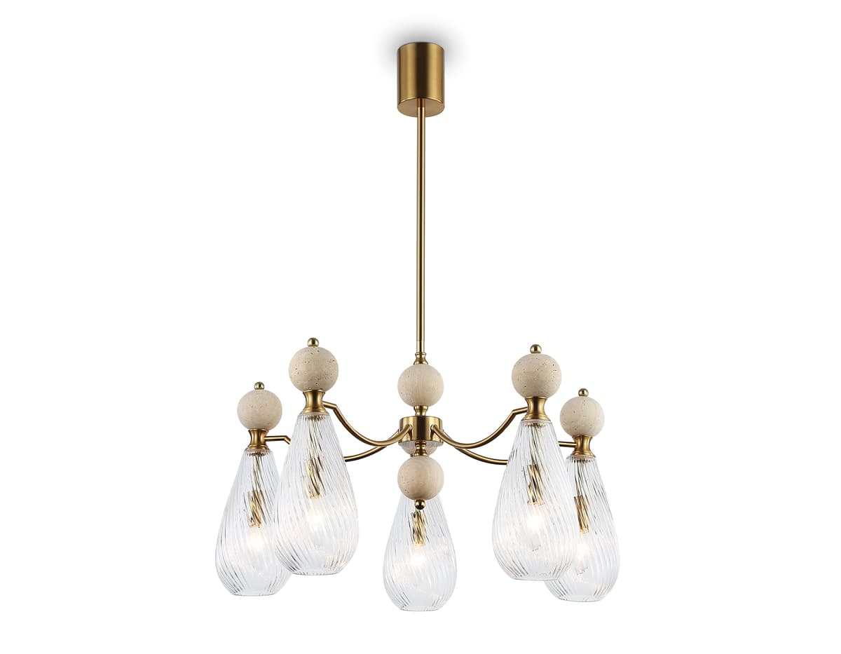 LH53286/5 BS/CL латунь/прозрачный E14*5 max 40W D675*900