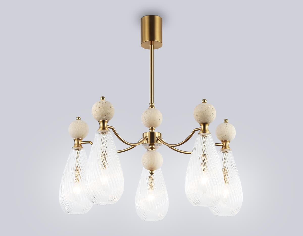 LH53286/5 BS/CL латунь/прозрачный E14*5 max 40W D675*900