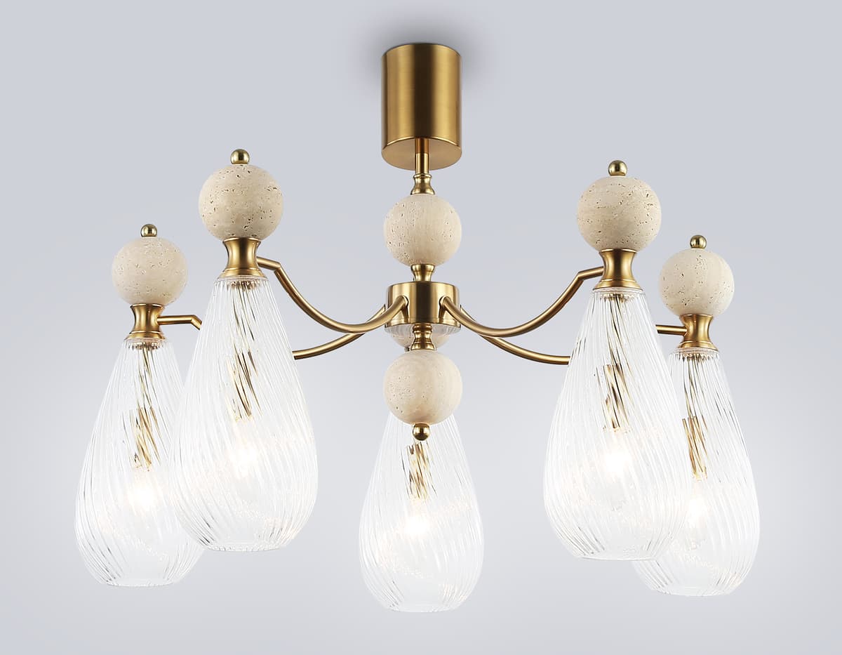 LH53286/5 BS/CL латунь/прозрачный E14*5 max 40W D675*900