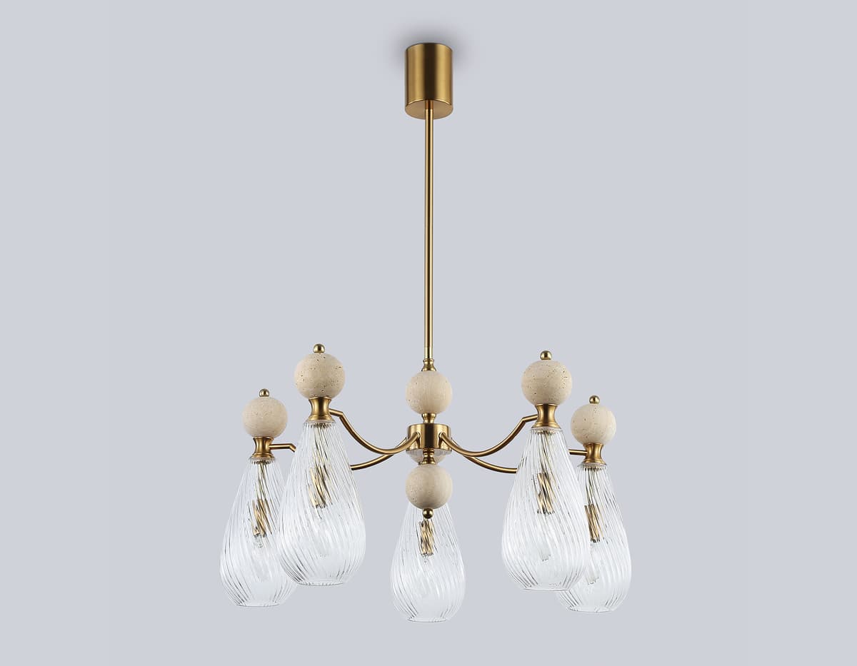 LH53286/5 BS/CL латунь/прозрачный E14*5 max 40W D675*900