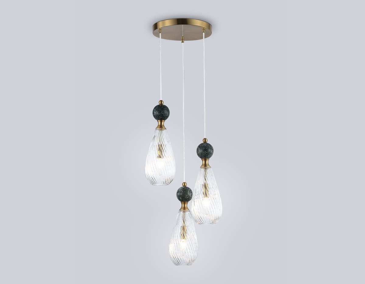 LH53290/3 BS/CL латунь/прозрачный E14*3 max 40W D335*2150