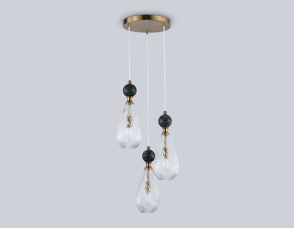 LH53290/3 BS/CL латунь/прозрачный E14*3 max 40W D335*2150