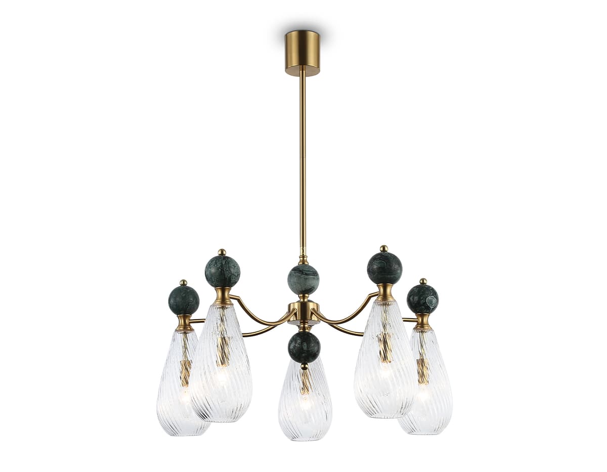 LH53292/5 BS/CL латунь/прозрачный E14*5 max 40W D675*900