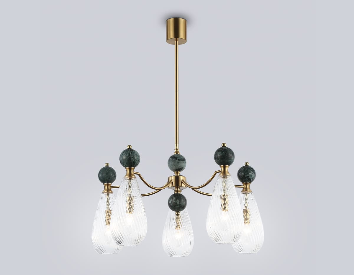 LH53292/5 BS/CL латунь/прозрачный E14*5 max 40W D675*900