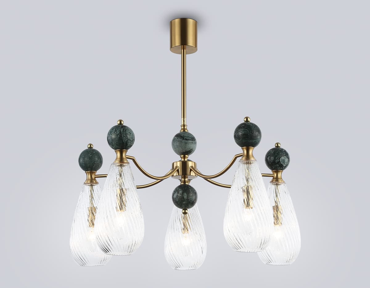 LH53292/5 BS/CL латунь/прозрачный E14*5 max 40W D675*900