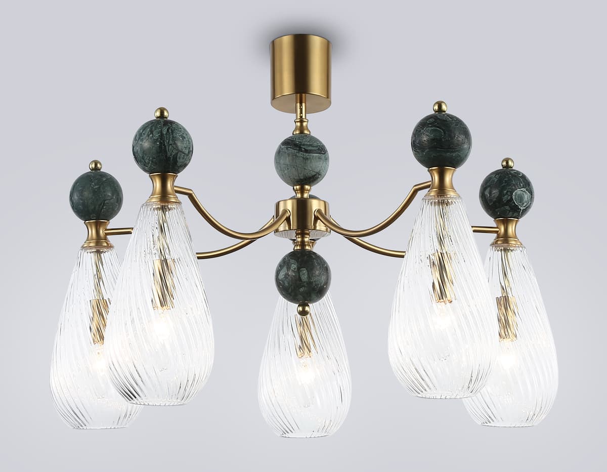 LH53292/5 BS/CL латунь/прозрачный E14*5 max 40W D675*900