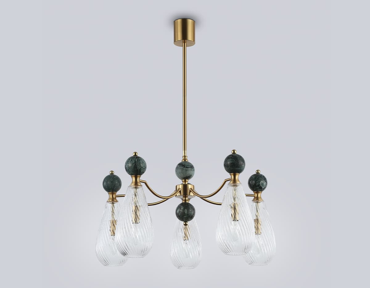 LH53292/5 BS/CL латунь/прозрачный E14*5 max 40W D675*900