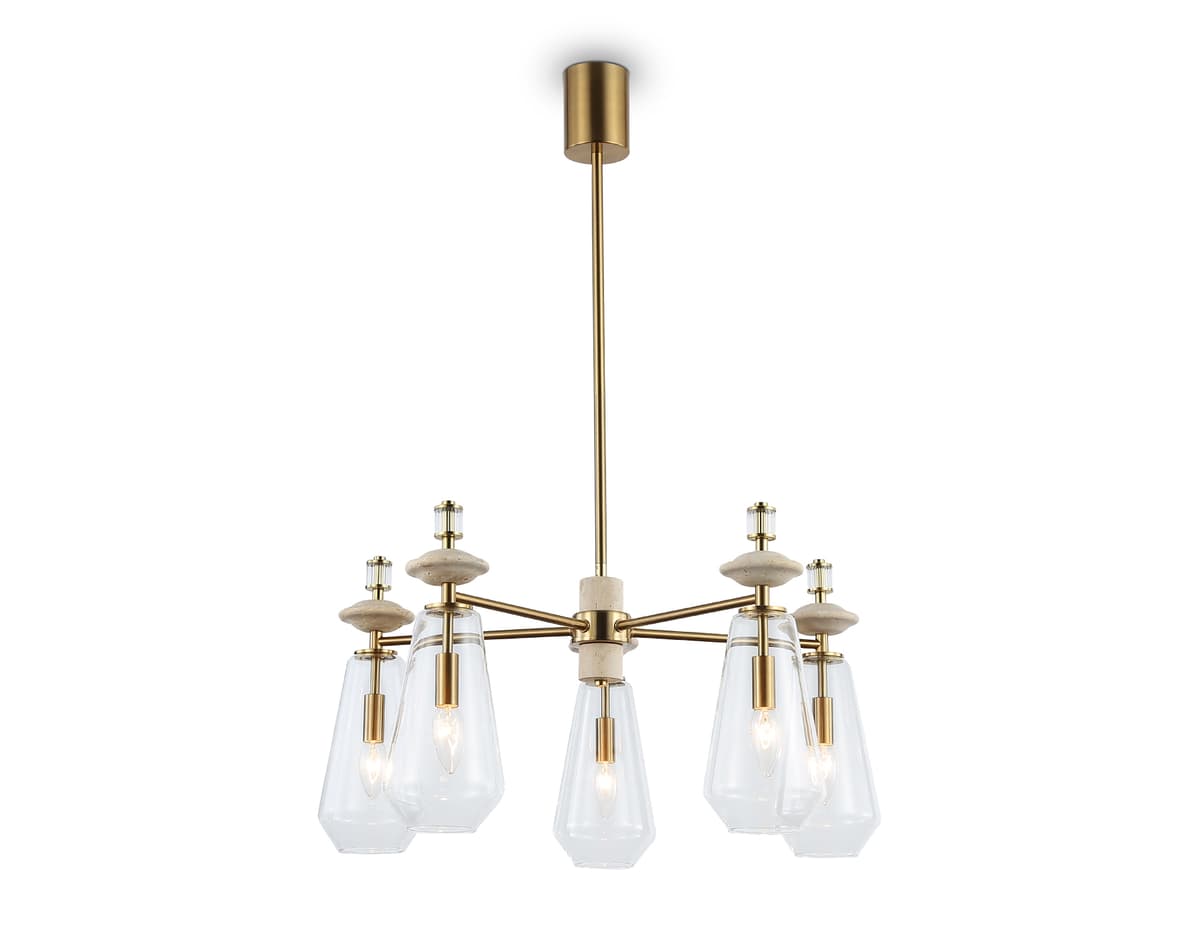 LH53305/5 BS/CL латунь/прозрачный E14*5 max 40W D690*925