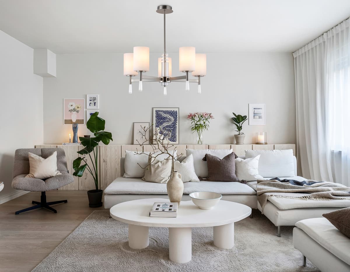 LH56251/5 SN/FR никель/белый матовый E27/5 max 60W D600*590