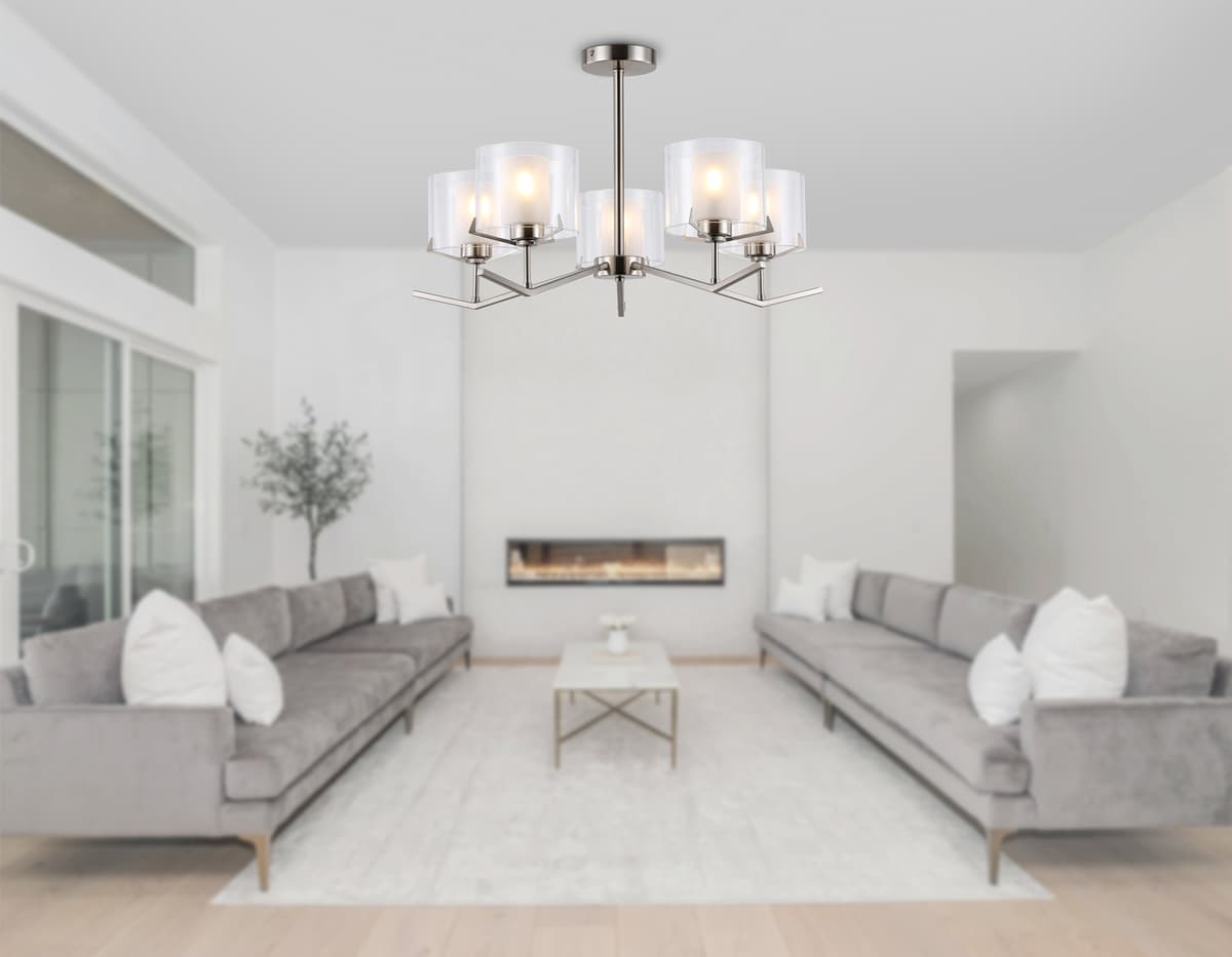 LH57001/5 SN/FR никель/белый матовый E14/5 max 40W D690*390