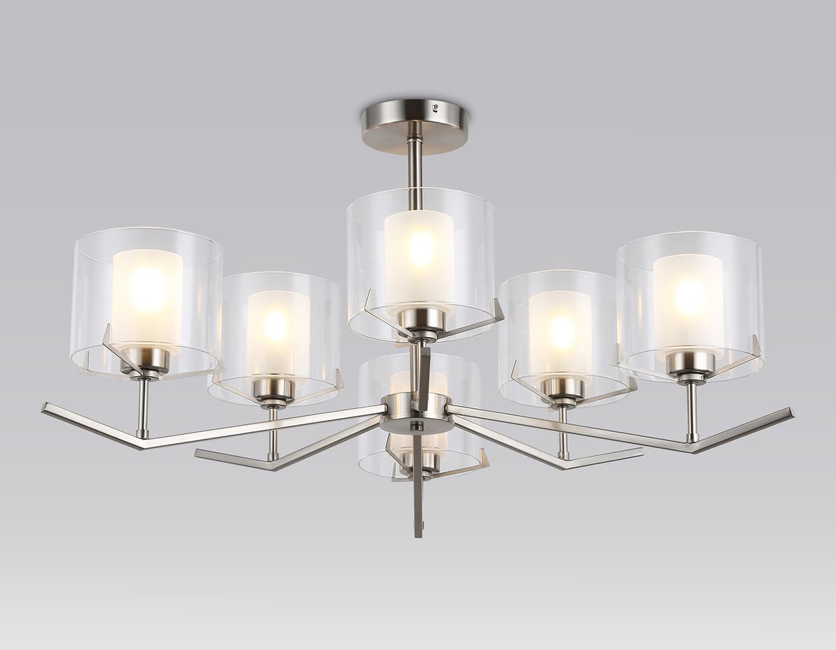 LH57002/6 SN/FR никель/белый матовый E14/6 max 40W D850*420