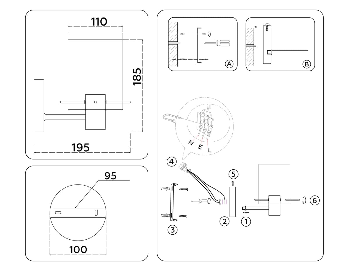 LH57035 BS/SM латунь/дымчатый E14 max 40W 195*110*185