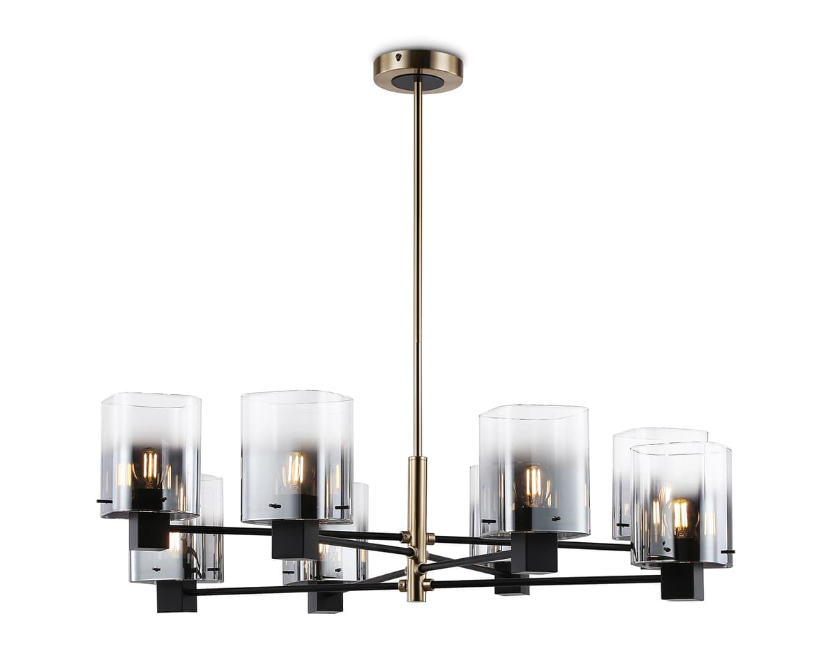 LH57043/8 BK/DBS/SM черный/темная латунь/дымчатый E14/8 max 40W D830*710