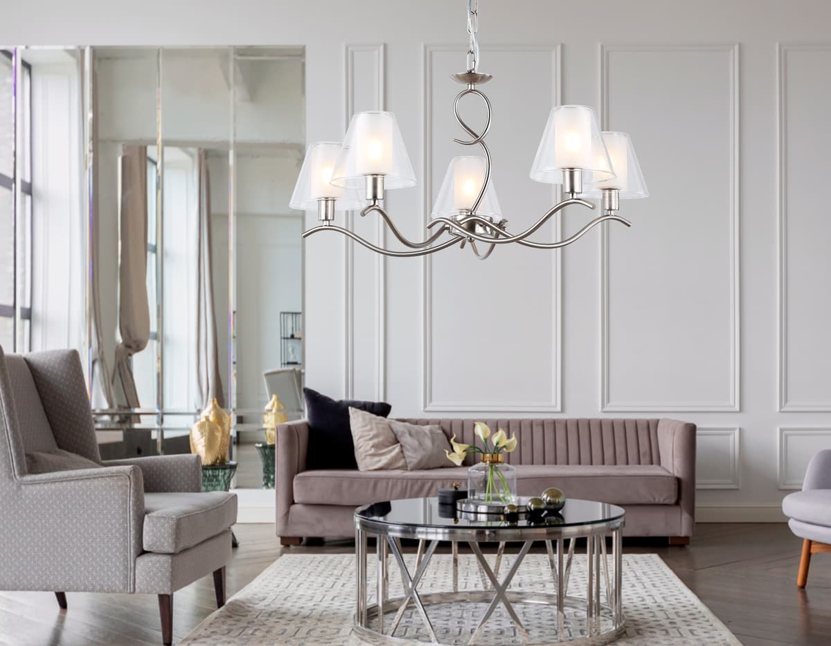 LH57081/5 SN/FR никель/белый матовый E14/5 max 40W D690*790