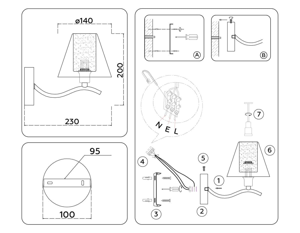 LH57085 SN/FR никель/белый матовый E14 max 40W 230*140*200