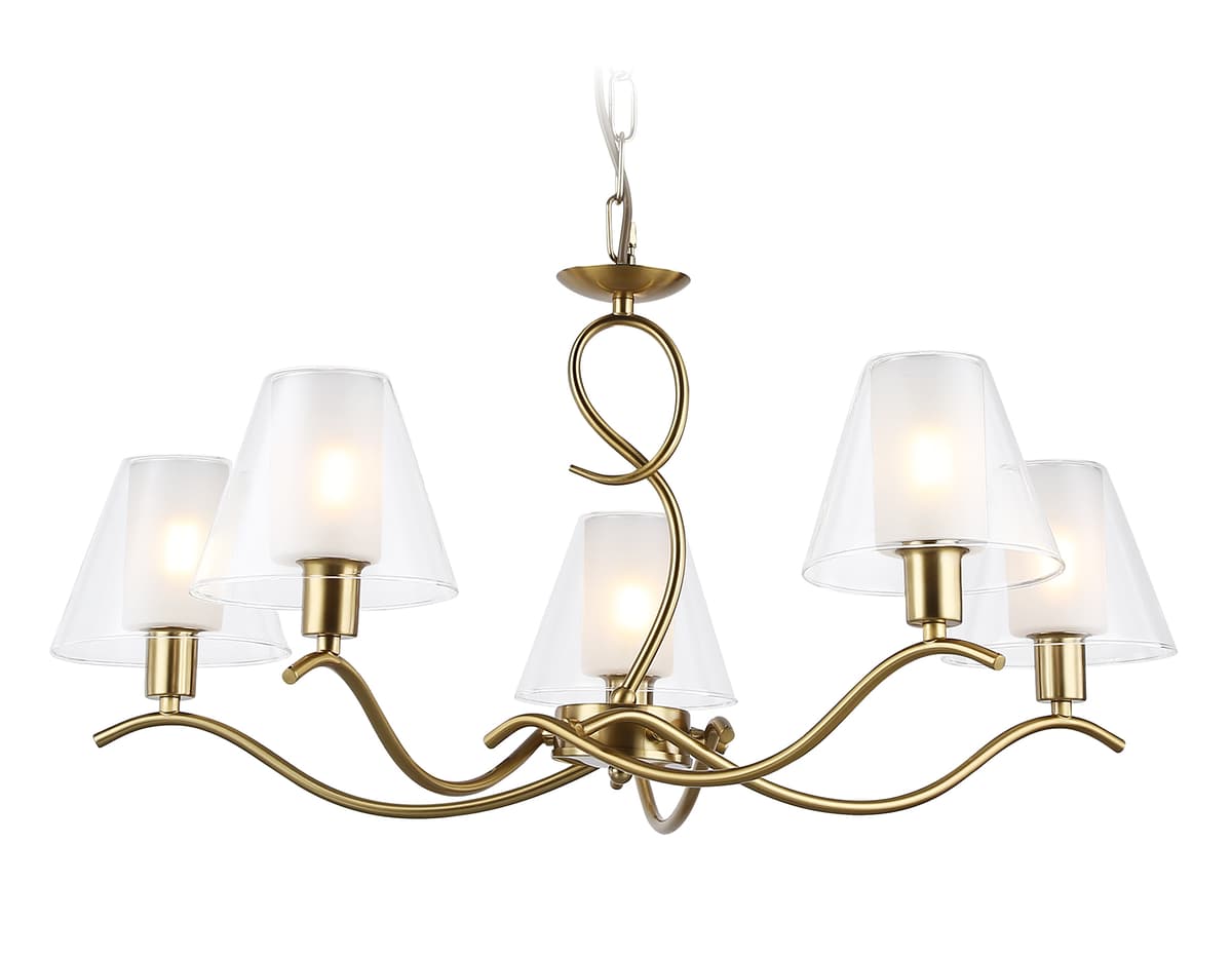 LH57091/5 BS/FR латунь/белый матовый E14/5 max 40W D690*790